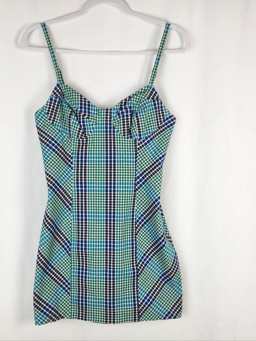 Urban Outfitters Plaid Bustier Spaghetti Strap Mini Dress Medium